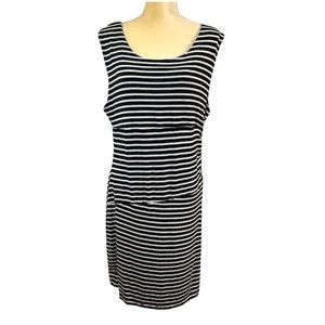 Vince Camuto  Black and White Striped Sleeveless Bodycon | Fitted Dress